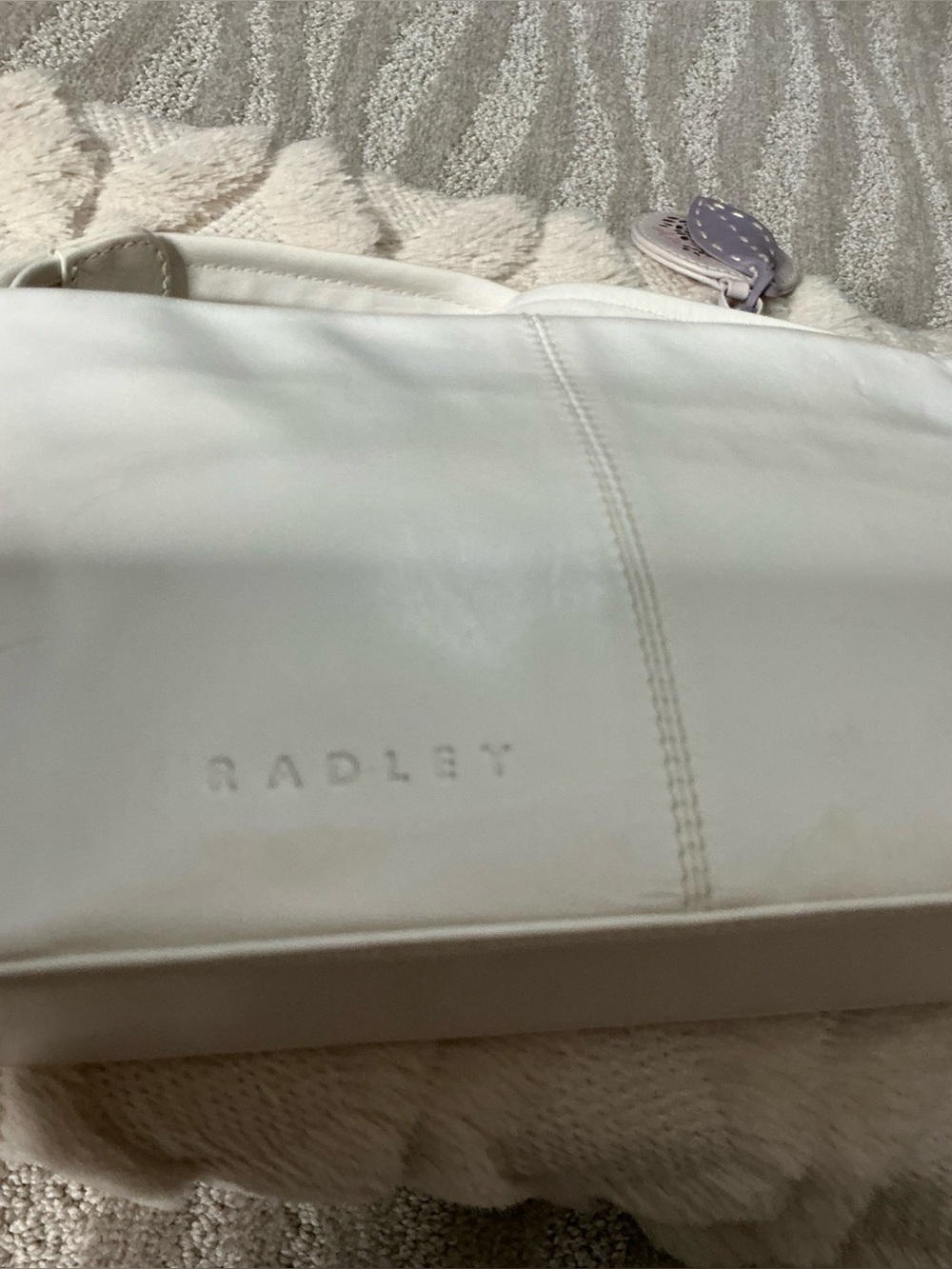 Radley London Ivory Soft Leather Shoulder Bag/Scottie Dog Charm/Small Hobo Purse - Picture 8 of 14